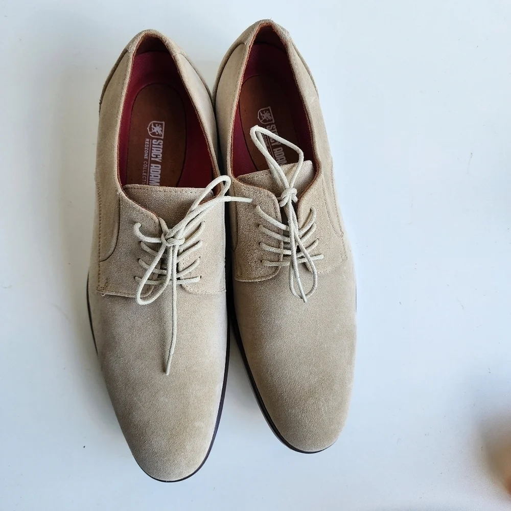 Stacy Adams Tayson Shoes Plain Toe Lace Up Men's Suede Beige Derby Oxfords 12 M